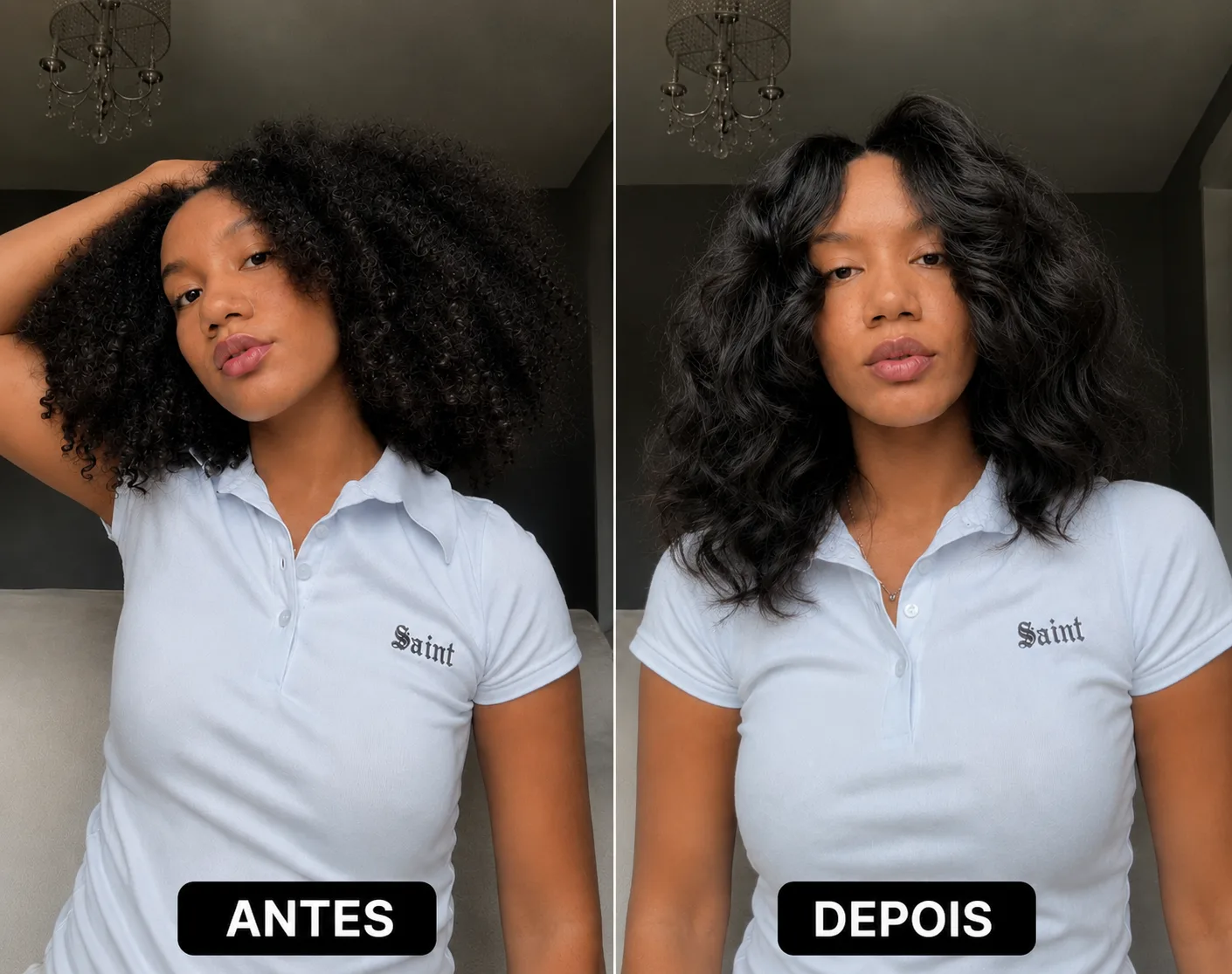 Escova Alisadora 5 em 1 - Transformação real antes e depois